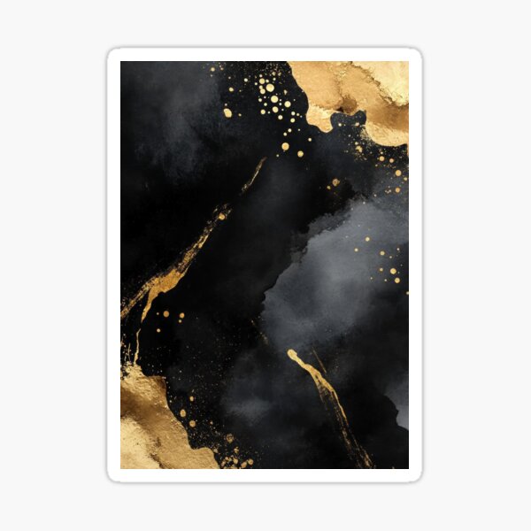 Item preview, Elegant black and gold abstract art featuring shimmering textures and flowing shapes, suitable for modern decor. designed and sold by Jerhus.