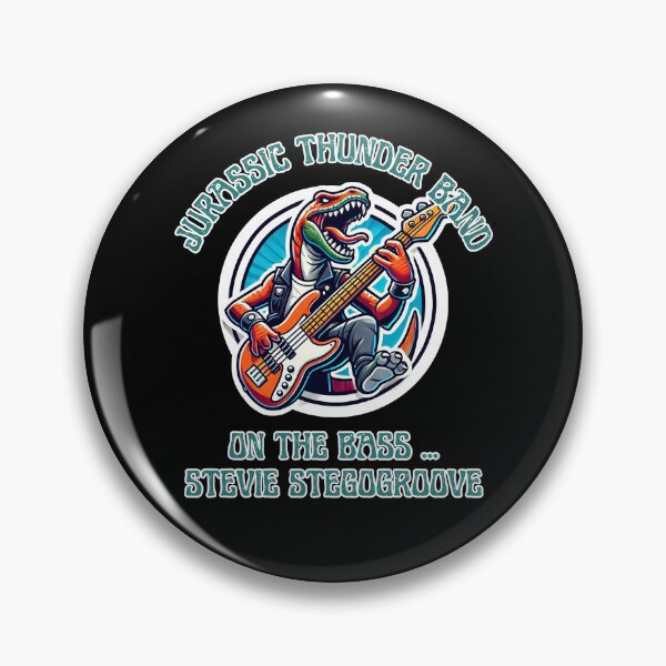 Item preview, Jurassic Thunder Band Bassist Stevie Stegogroove T-Shirt designed and sold by Manic Merch Designs.