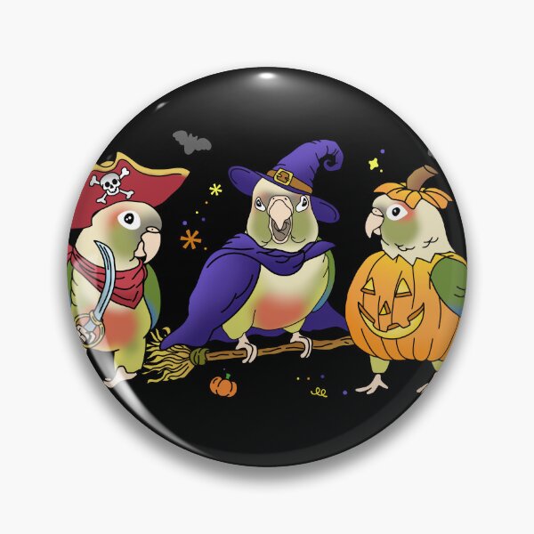 Item preview, Halloween Parrot - Pineapple conure dressed like pumpkin witch pirate designed and sold by FandomizedRose.