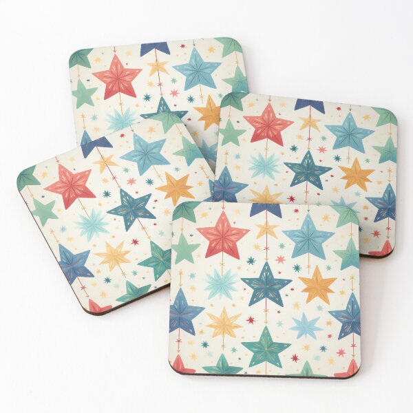 Item preview, A pattern design of soft, watercolor-style Christmas stars in gentle hues of blue, green. designed and sold by HEMRO.