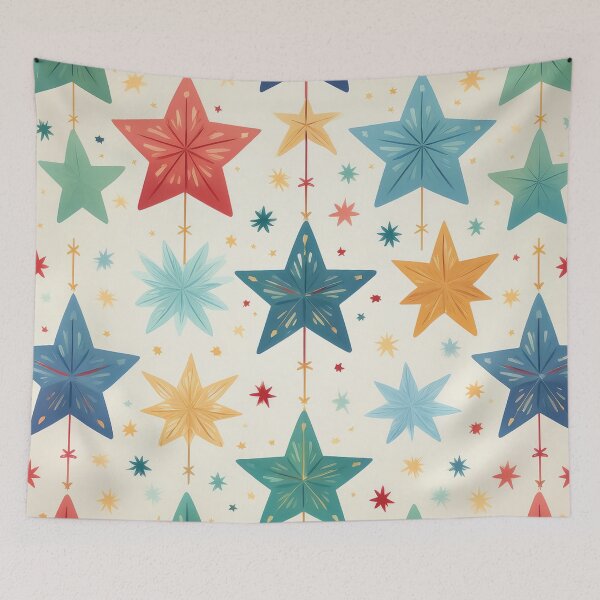 Item preview, A pattern design of soft, watercolor-style Christmas stars in gentle hues of blue, green. designed and sold by HEMRO.