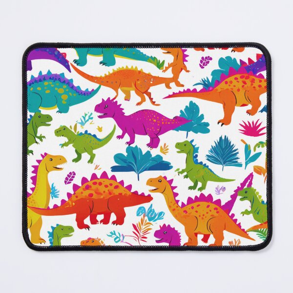 Item preview, Dinosaurs of various species and colors in a seamless pattern. designed and sold by PixelMuse2024.