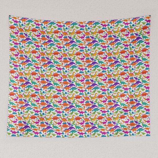 Item preview, Dinosaurs of various species and colors in a seamless pattern. designed and sold by PixelMuse2024.