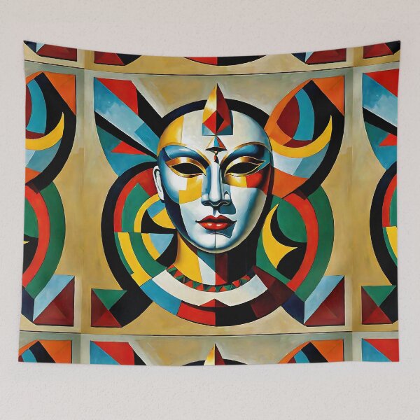 Item preview, Venetian Masquerade, Venice Masks Collection Cubism Art No:2 designed and sold by SofyaliArt.