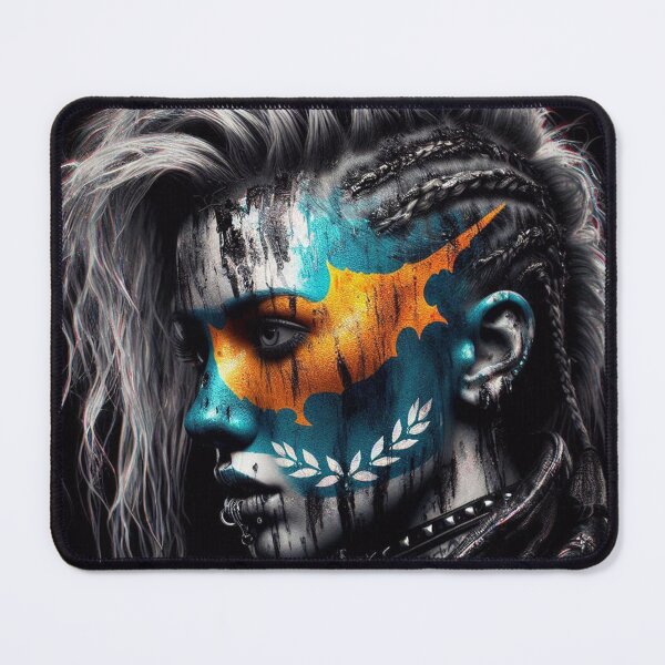 Item preview, A woman with a blindfold on her face Cyprus Flag designed and sold by AiPoliviosArt.