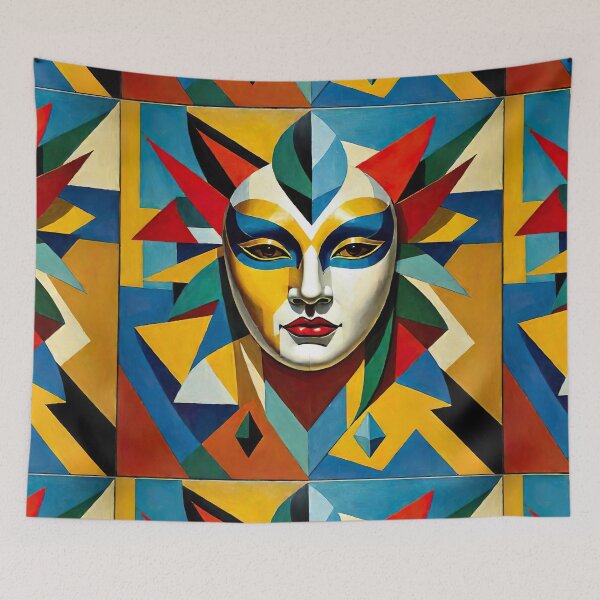 Item preview, Venetian Masquerade, Venice Masks Collection Cubism Art No:3 designed and sold by SofyaliArt.
