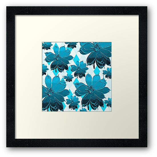 "Lily and Magnolia Blue Floral" Framed Prints by Saundra Myles | Redbubble