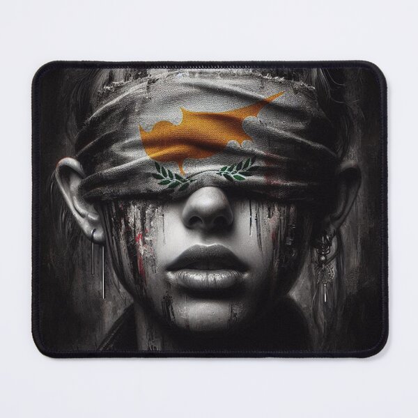 Item preview, A woman with a blindfold on her face Cyprus Flag designed and sold by AiPoliviosArt.