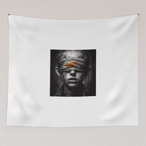 Item preview, A woman with a blindfold on her face Cyprus Flag designed and sold by AiPoliviosArt.