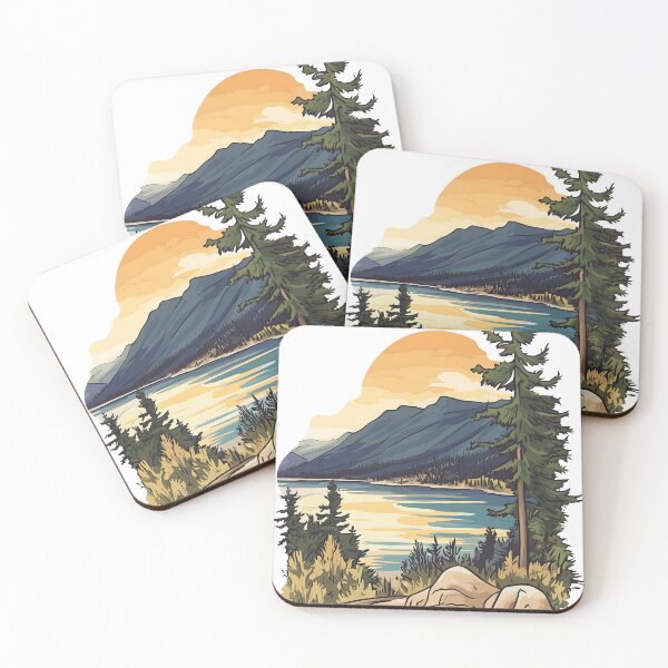 Item preview, Anglemont British Columbia Sunset Lake View Shuswap Illustration designed and sold by meganohm.