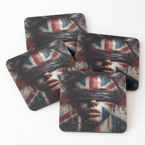 Item preview, A woman with a blindfold on her face  British Flag designed and sold by AiPoliviosArt.