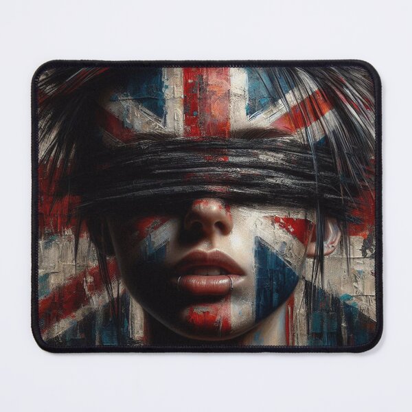 Item preview, A woman with a blindfold on her face British Flag designed and sold by AiPoliviosArt.
