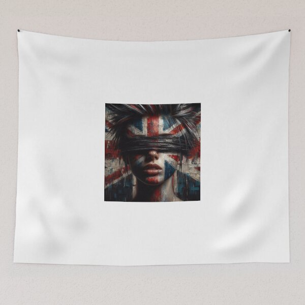 Item preview, A woman with a blindfold on her face  British Flag designed and sold by AiPoliviosArt.
