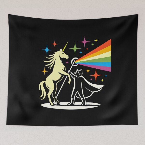 Item preview, funny Fantasy Horse and Cat Rainbow for kids and adults designed and sold by DrawHandArt.
