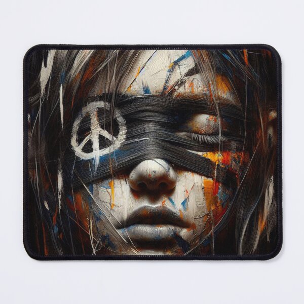 Item preview, A woman with a blindfold on her face Peace symbol designed and sold by AiPoliviosArt.
