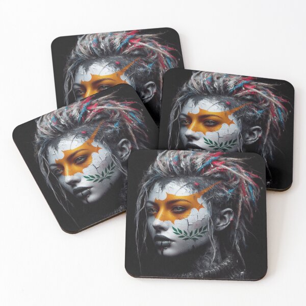 Item preview, A woman with a blindfold on her face Cyprus Flag designed and sold by AiPoliviosArt.