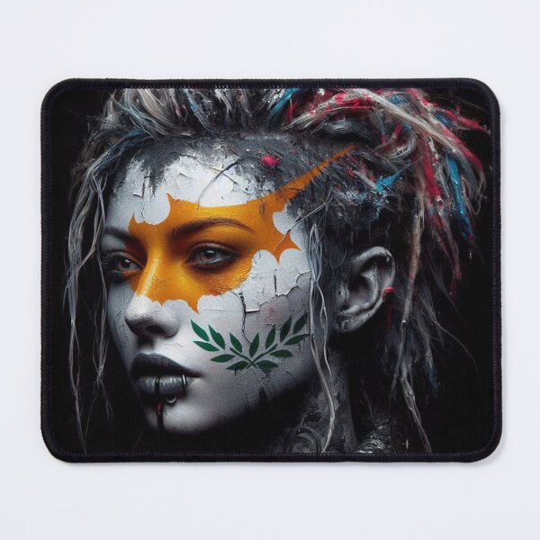 Item preview, A woman with a blindfold on her face Cyprus Flag designed and sold by AiPoliviosArt.