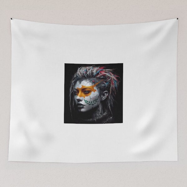 Item preview, A woman with a blindfold on her face Cyprus Flag designed and sold by AiPoliviosArt.