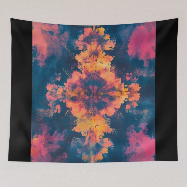 Item preview, Colorful abstract art depicting vibrant floral patterns with a deep blue background, highlighting expressive hues at dusk. designed and sold by Jerhus.