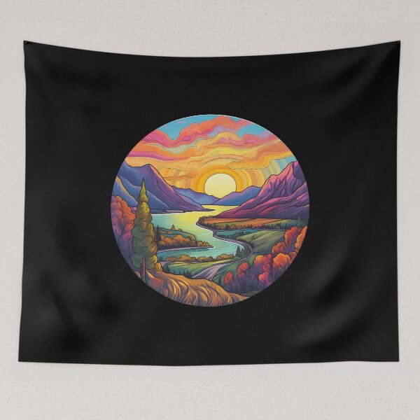 Item preview, Psychedelic Okanagan Valley British Columbia Sunset Illustration designed and sold by meganohm.