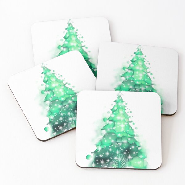 Item preview, Watercolor Christmas tree covered with snow, vivid colors,turquoise. designed and sold by My-fake-places.