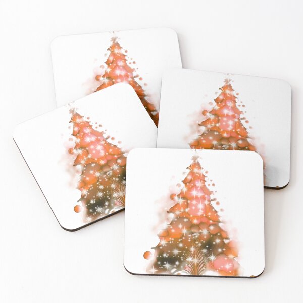 Item preview, Watercolor Christmas tree covered with snow, vivid orange. designed and sold by My-fake-places.