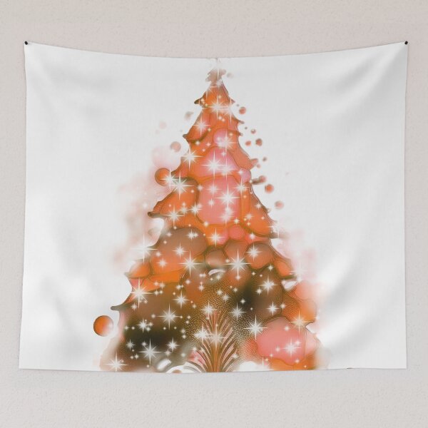 Item preview, Watercolor Christmas tree covered with snow, vivid orange. designed and sold by My-fake-places.
