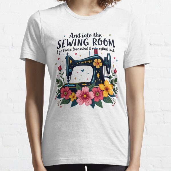 Item preview, The sewing machine is in the center of the image and is surrounded by colorful flowers, leaves, and needles designed and sold by vamskul.
