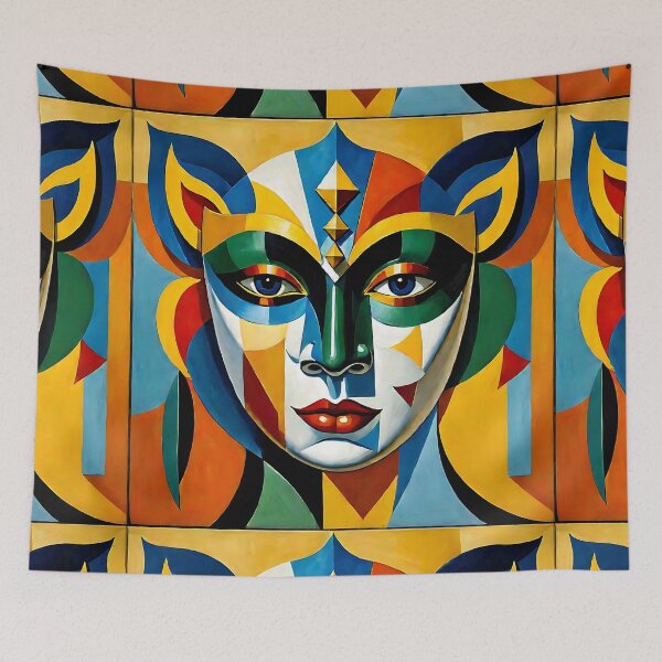 Item preview, Venetian Masquerade, Venice Masks Collection Cubism Art No:6 designed and sold by SofyaliArt.