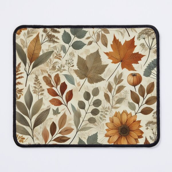 Item preview, “Autumn Earthy Leaves and Flowers Pattern” designed and sold by CreationbyNiki.