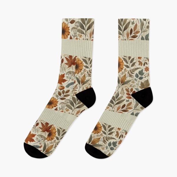 Item preview, “Autumn Earthy Leaves and Flowers Pattern” designed and sold by CreationbyNiki.