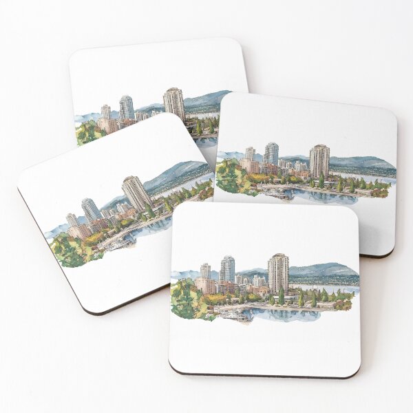 Item preview, Watercolor Illustration of Kelowna Cityscape British Columbia Canada designed and sold by meganohm.