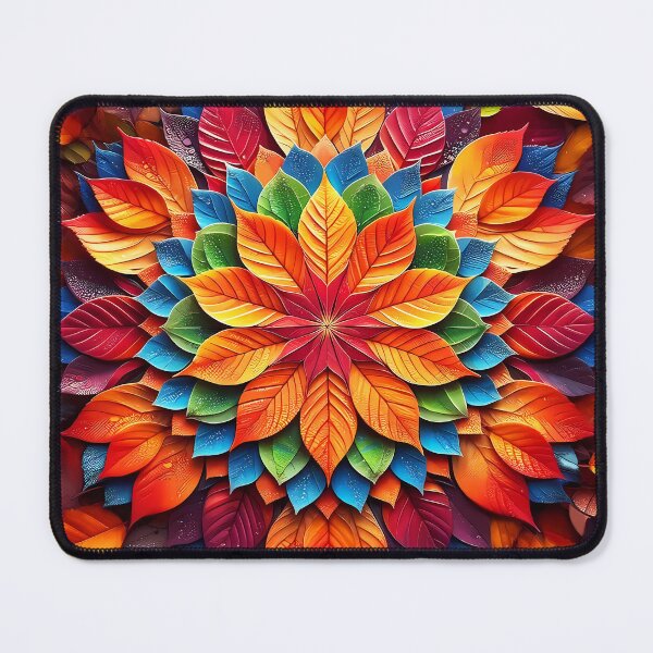 Item preview, Autumn leaves mandala montage collage art designed and sold by EmeraldeaDesign.
