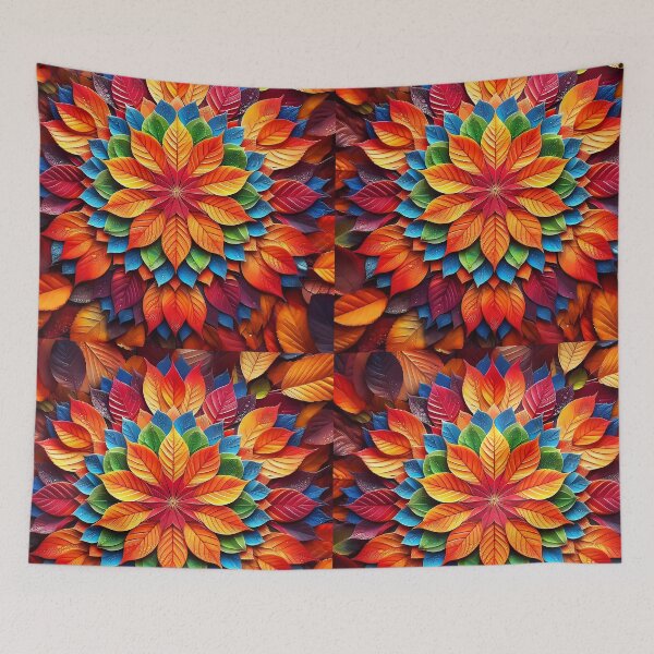 Item preview, Autumn leaves mandala montage collage art designed and sold by EmeraldeaDesign.