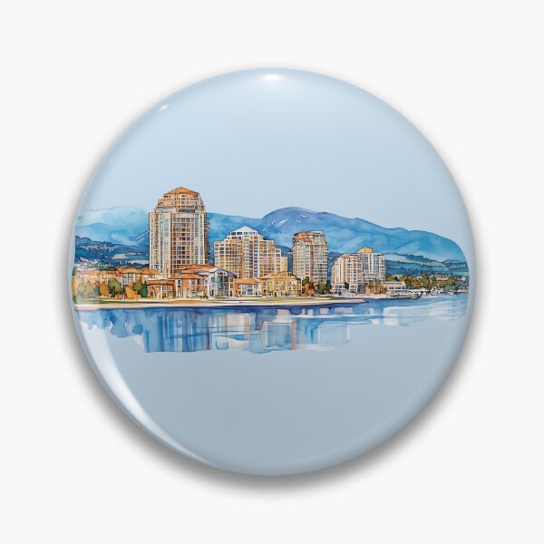 Item preview, Vibrant Watercolor Cityscape of Kelowna British Columbia Canada designed and sold by meganohm.