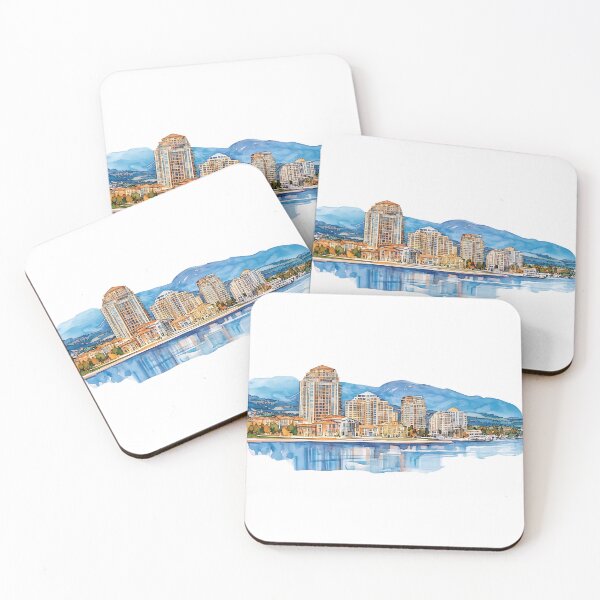 Item preview, Vibrant Watercolor Cityscape of Kelowna British Columbia Canada designed and sold by meganohm.