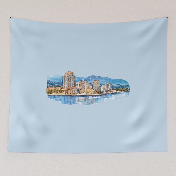 Item preview, Vibrant Watercolor Cityscape of Kelowna British Columbia Canada designed and sold by meganohm.
