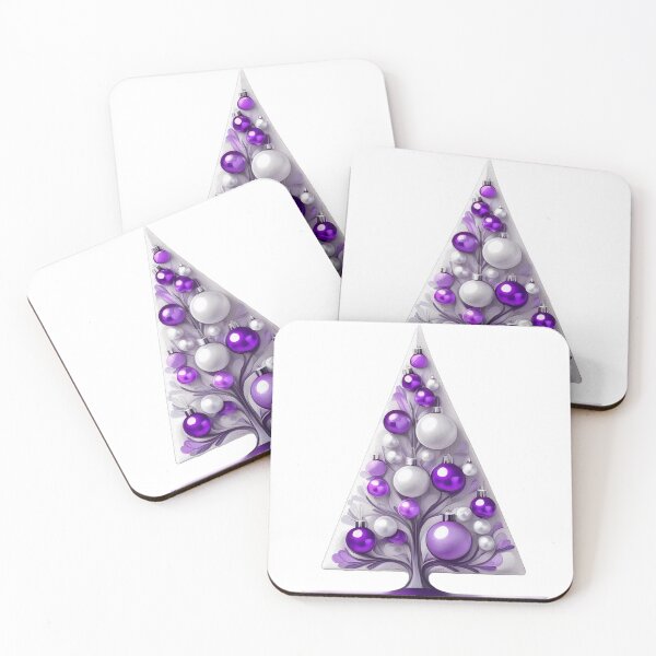 Item preview, Christmas tree with beautiful ornaments, delicate, ephemeral, stylish Christmas tree pattern in 3D technique, silver and purple. designed and sold by My-fake-places.