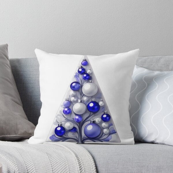 Item preview, Christmas tree with beautiful ornaments, delicate, ephemeral, stylish Christmas tree pattern in 3D technique, silver and navy blue. designed and sold by My-fake-places.