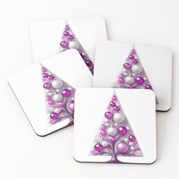 Item preview, Christmas tree with beautiful ornaments, delicate, ephemeral, stylish Christmas tree pattern in 3D technique, silver and magenta. designed and sold by My-fake-places.