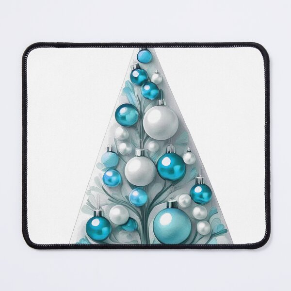Item preview, Christmas tree with beautiful ornaments, delicate, ephemeral, stylish Christmas tree pattern in 3D technique, silver and sky blue. designed and sold by My-fake-places.