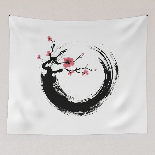 Item preview, Zen Enso circle and cherry blossom japanese designed and sold by goodday Japan.