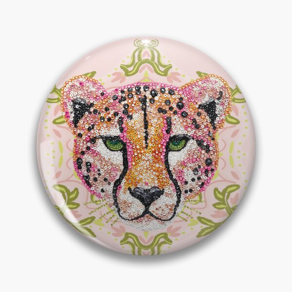 Item preview, Maximalist Pink Beaded Embellished Sequin Cheetah Preppy Patch designed and sold by Creative Brat Design Studio.