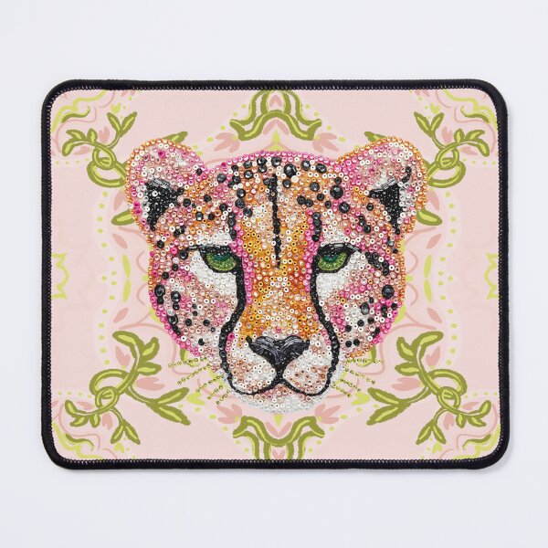 Item preview, Maximalist Pink Beaded Embellished Sequin Cheetah Preppy Patch designed and sold by Creative Brat Design Studio.