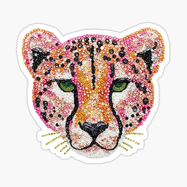 Item preview, Maximalist Pink Beaded Embellished Sequin Cheetah Preppy Patch designed and sold by Creative Brat Design Studio.