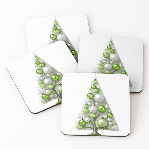 Item preview, Christmas tree with beautiful ornaments, delicate, ephemeral, stylish Christmas tree pattern in 3D technique, silver and light green. designed and sold by My-fake-places.