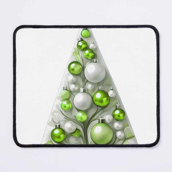 Item preview, Christmas tree with beautiful ornaments, delicate, ephemeral, stylish Christmas tree pattern in 3D technique, silver and light green. designed and sold by My-fake-places.