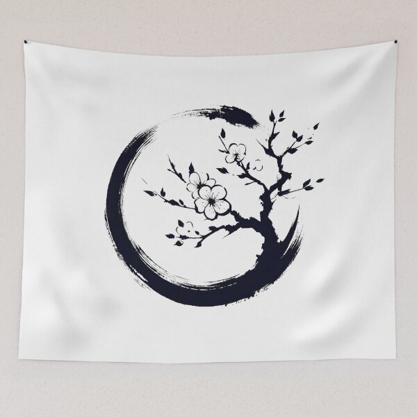 Item preview, Zen Enso circle and cherry blossom japanese designed and sold by goodday Japan.