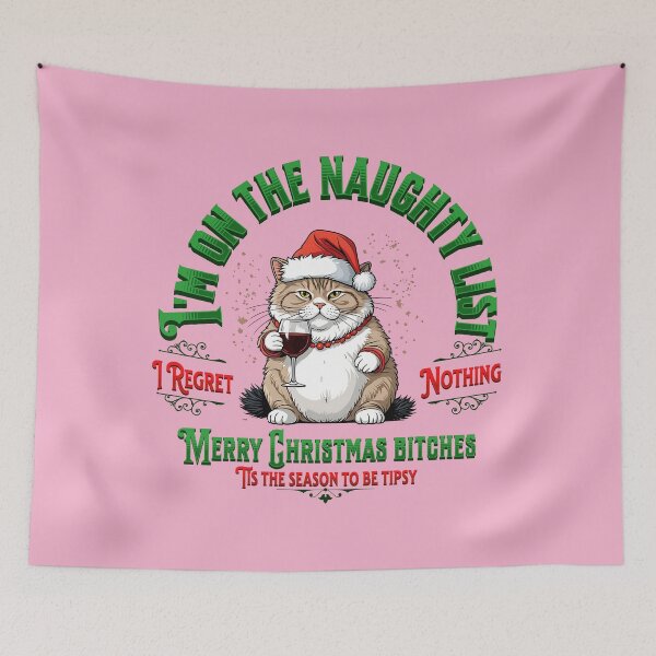 Item preview, Naughty wine drinking Christmas cat  designed and sold by Nicfearn86.