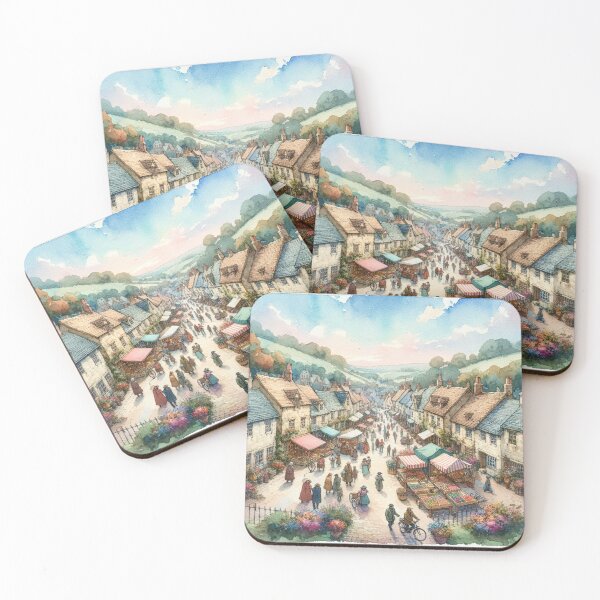 Item preview, Charming rustic village in watercolor designed and sold by visual34.